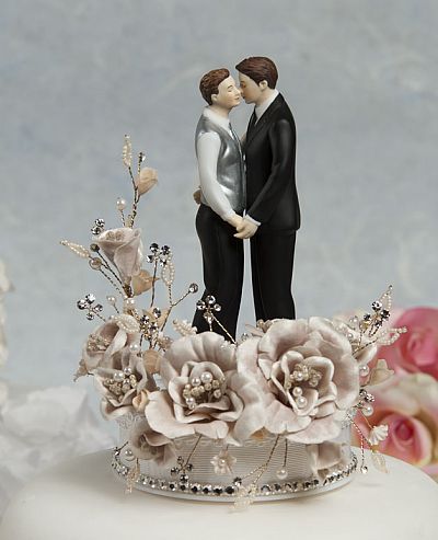 Crystal Romance Gay Wedding Cake Topper