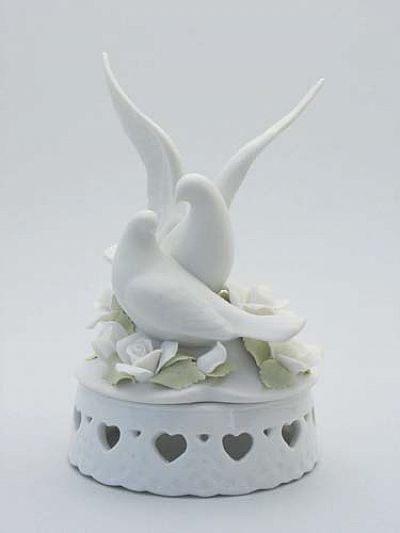Porcelain Rose Dove Cake Topper