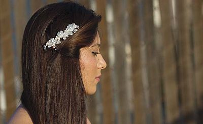 Spring Flowers Crystal Wedding Hair Comb 