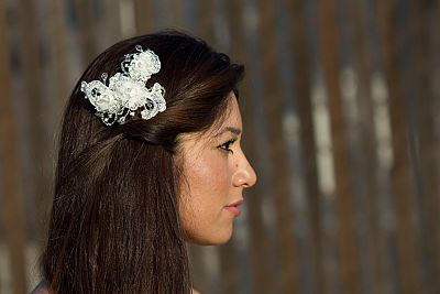 French Applique and Crystals Comb