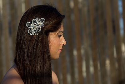 Crystal Beaded Deco Flower Comb