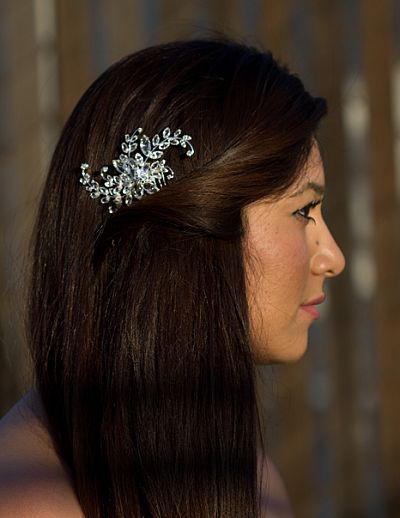 Crystal Swirl Flower Comb  