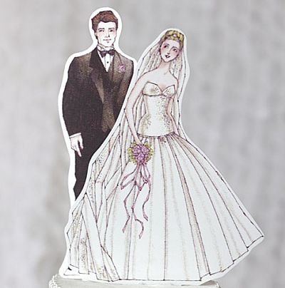 Ballroom Beauty Paper Doll Mix and Match Bride and Groom Wedding Cake Topper