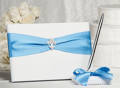 Fleur de Lis Ribbon Guest Book 