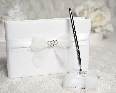 Rhinestone Hearts Wedding Guestbook