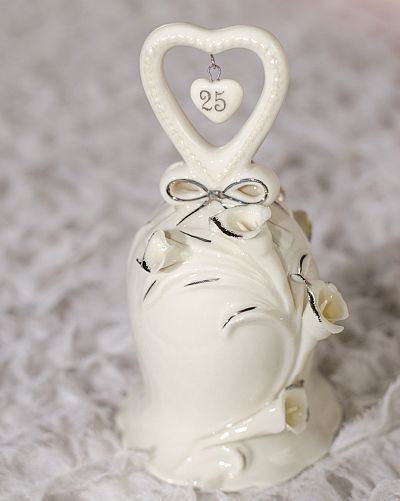 25th Anniversary Wedding Bell Figurine