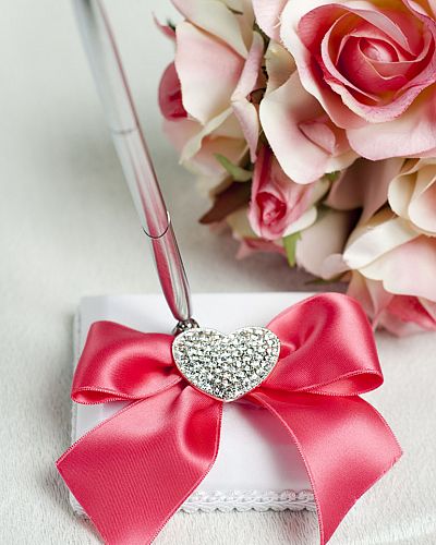 Crystal Heart Ribbon Pen