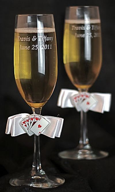 "Taking a Gamble" Wedding Toasting Glasses 