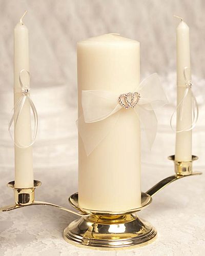 Rhinestone Hearts Wedding Unity Candle 