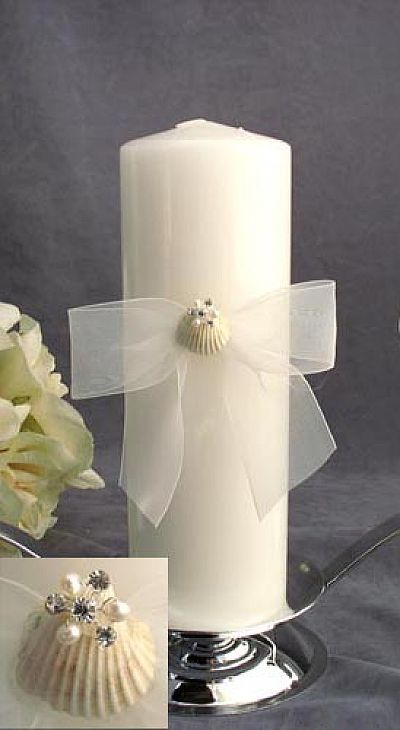 Rhinestone Shell Hawaiian Beach Wedding Unity Candle