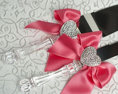 Crystal Heart Ribbon Cake Server Set