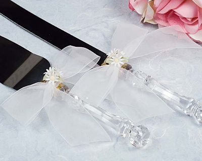 Porcelain Daisy Bouquet Wedding Cake Server Set