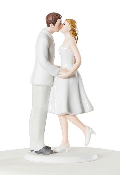 Adorable "Leg Pop" Wedding Bride and Groom Figurine