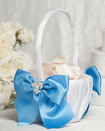 Fleur de Lis Ribbon Flower Girl Basket