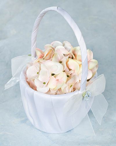 Porcelain Hydrangea Bouquet Wedding Flowergirl Basket