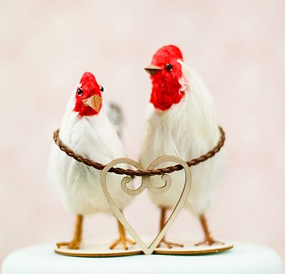 "Your my Favorite Chic" Chicken and Rooster Wedding Cake Topper
