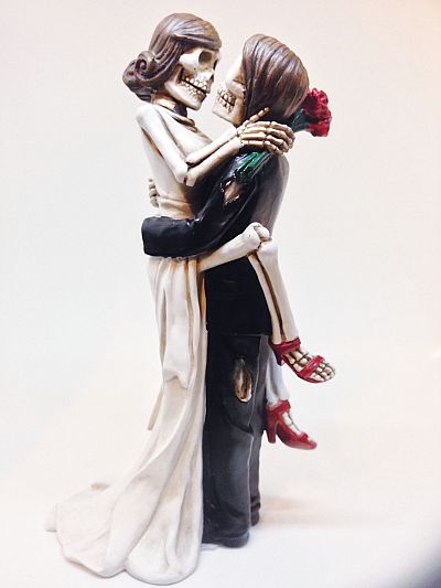 Day of the Dead Sexy Skulls Wedding Cake Topper