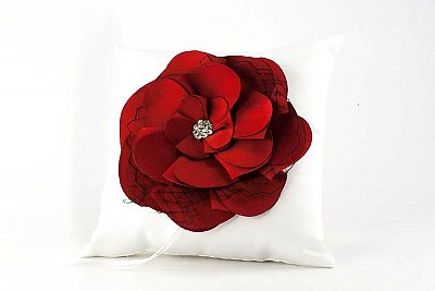 Red and Black Rose Wedding Ring Bearer Pillow