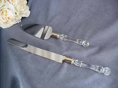 Crystal Cut Wedding Cake Server Set