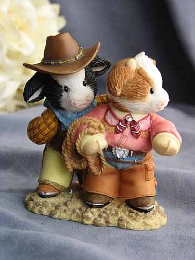 Mary's Moo Moos ® "Howdy, Cowpoke!" Cowboy Pals Western Cow Wedding Cake Topper Figurine