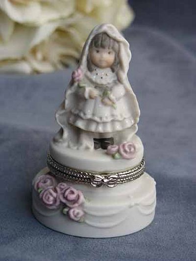 Kim Anderson's Pretty as a Picture ® "Promises of Love" Bride Wedding Ring Box Cake Topper Figurine