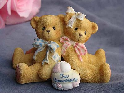 Cherished Teddies ® "You Grow More Dear With Each Passing Year" Anniversary Teddy Bear Wedding Cake Topper Figurine