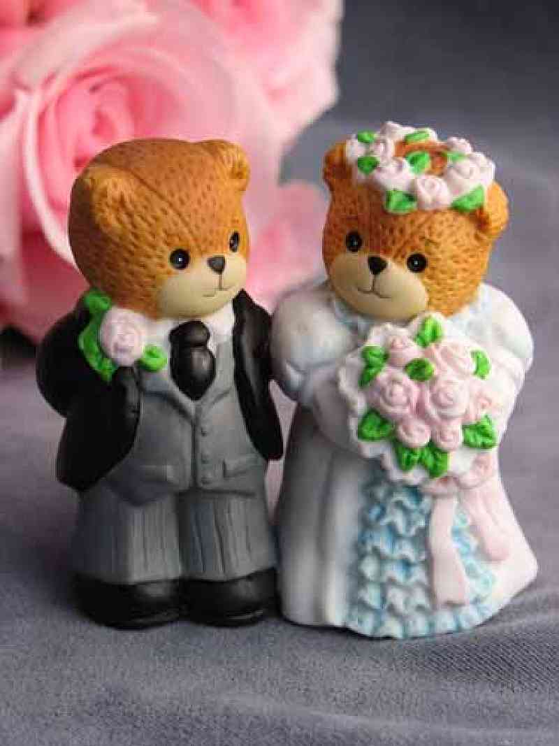 Lucy Me Teddy Bear Bride and Groom Wedding Cake Topper Figurine