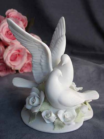 Rose Dove Wedding Cake Topper Figurine