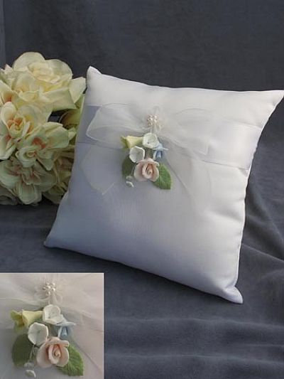 Pastel Rose Wedding Ring Bearer Pillow