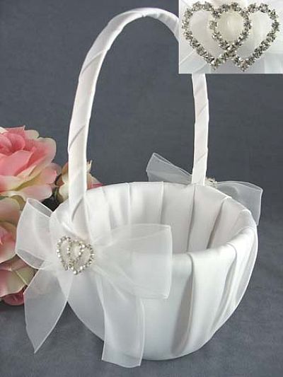 Rhinestone Hearts Wedding Flowergirl Basket