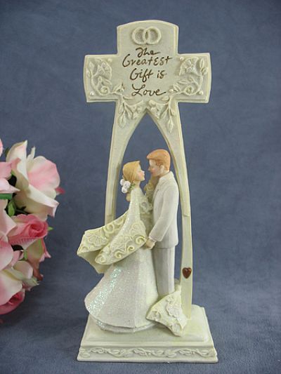 Foundations ® "The Greatest Gift is Love" Cross Wedding Cake Topper Figurine