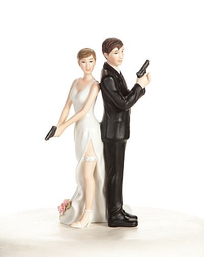 "Super Sexy Spy" Wedding Bride and Groom Cake Topper Figurine