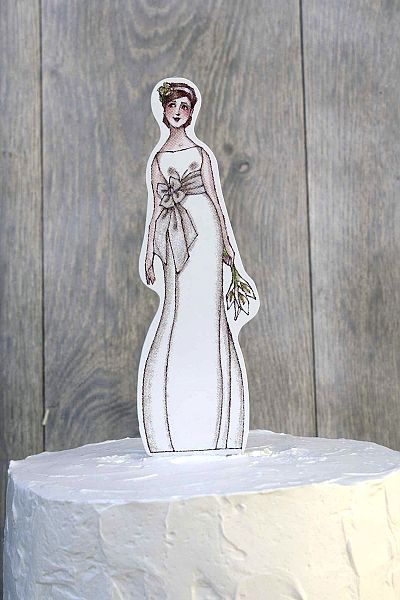Chic Bride Paper Doll Mix and Match Wedding Cake Topper
