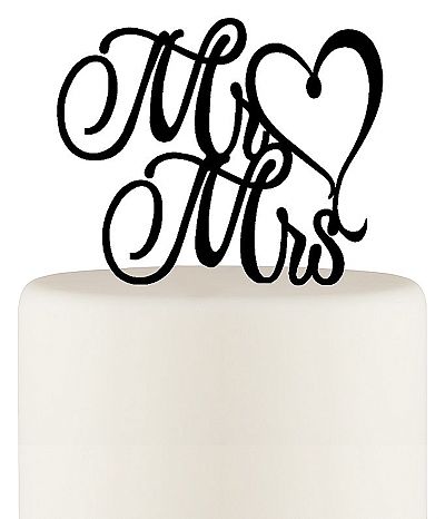 ACRYLIC MR & MRS CAKE TOPPER SIGN - 5.5 INCHES
