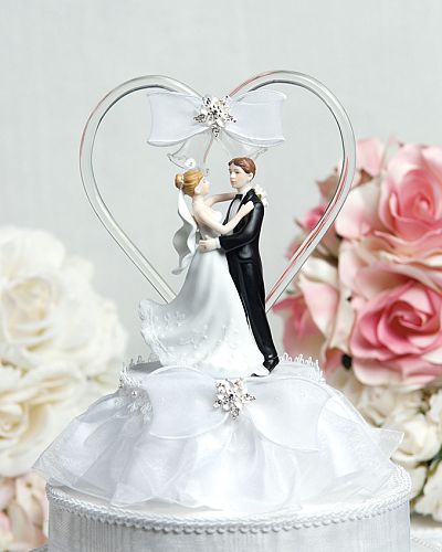 Glass Heart Dancing Couple Cake Topper