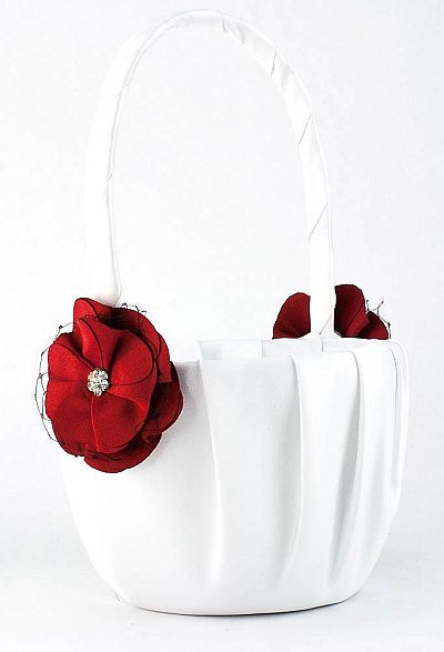 Red and Black Rose Wedding Flowergirl Basket