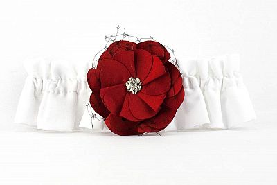 Red and Black Rose Wedding Garter