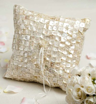 Beautiful Mother of Pearl Shell Ring Pillow 