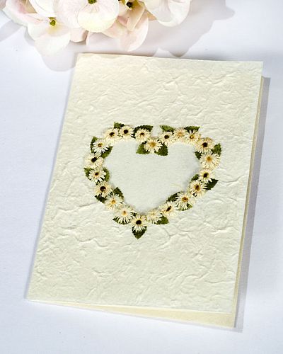 Daisy Heart Natural Paper Wedding Thank You Note Card