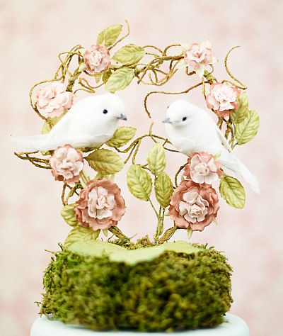 "You Landed on my Heart" Dove Wedding Cake Topper
