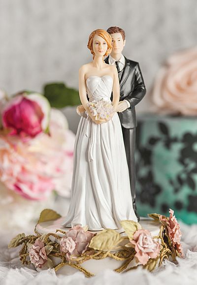 Paper Roses Mix and Match Bride and Groom Wedding Cake Topper  