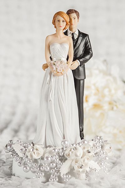 Rose Pearl Mix and Match Bride and Groom Wedding Cake Topper 