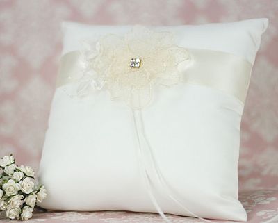 French Rhinestone Lace Ring Bearer Pillow