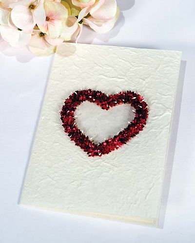 Heart Natural Paper Wedding Thank You Note Card - Burgundy - Pink - Off White - Lavender
