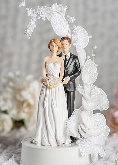 Mix and Match Bride and Groom Vintage Glitter Flower Arch Wedding Cake Topper 