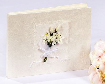 Tiger Lily Bouquet Natural Paper Wedding Guestbook