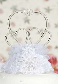 Glass Hearts Vintage Applique Cake Topper