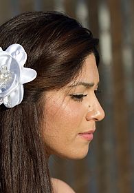 Satin and Crystals Flower Comb