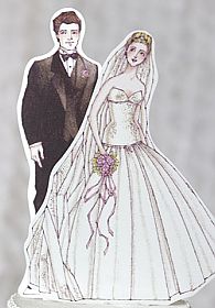 Ballroom Beauty Paper Doll Mix and Match Bride and Groom Wedding Cake Topper