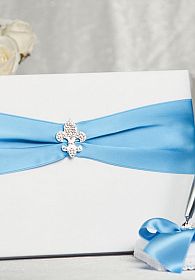 Fleur de Lis Ribbon Guest Book 